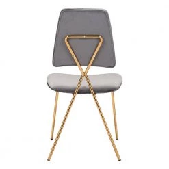 Chloe Gray, Gold Polyester Dining Side Chair Set of 2 by ZUO -BOSS Offic Shop gray zuo dining chairs 101463 44 1000