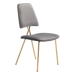 Chloe Gray, Gold Polyester Dining Side Chair Set of 2 by ZUO -BOSS Offic Shop gray zuo dining chairs 101463 c3 1000
