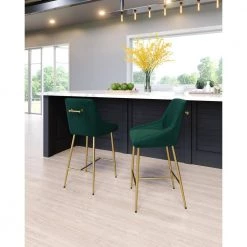 Madelaine Green 100% Polyester Counter Chair by ZUO -Default Template 6 green gold zuo bar stools 109380 31 1000