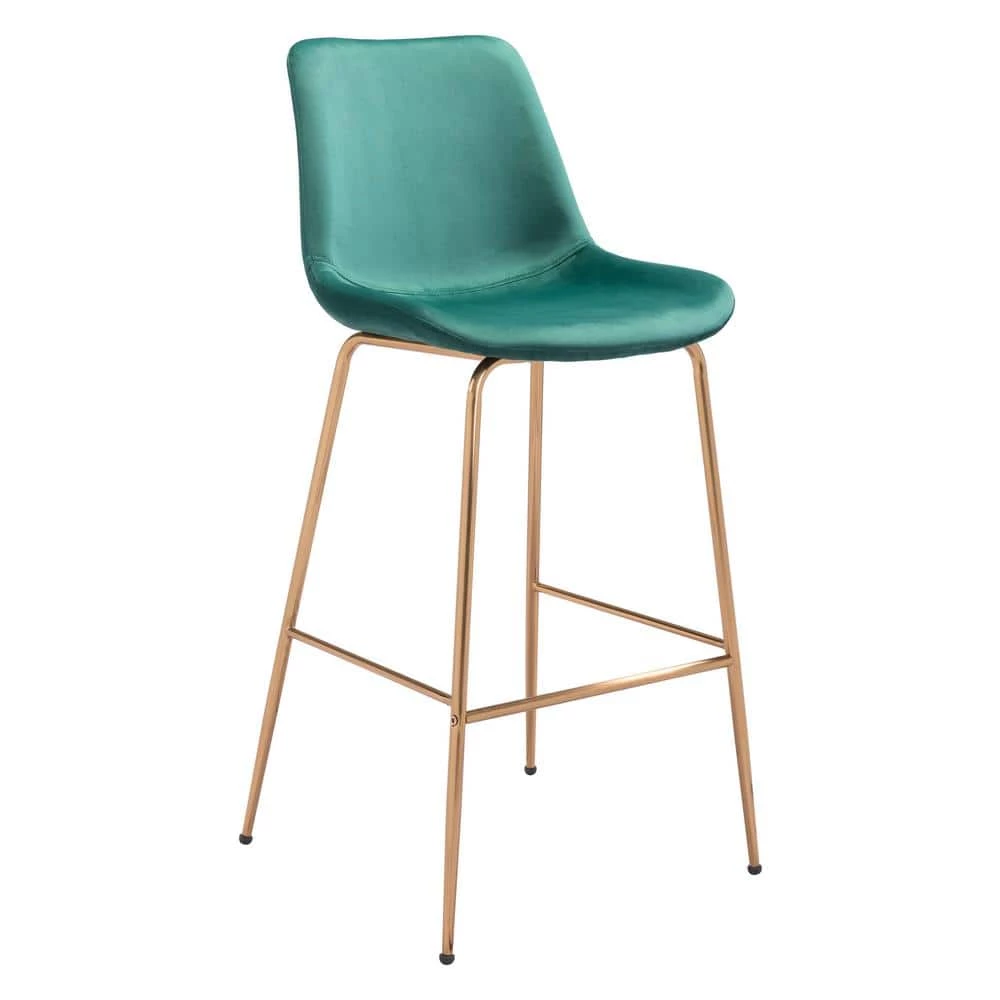 Tony Bar Chair Green & Gold by ZUO 3 Tony Bar Chair Green & Gold by ZUO