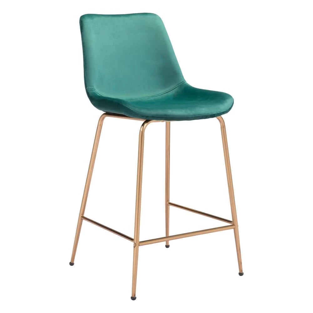 Tony Counter Chair Green & Gold by ZUO 3 Tony Counter Chair Green & Gold by ZUO
