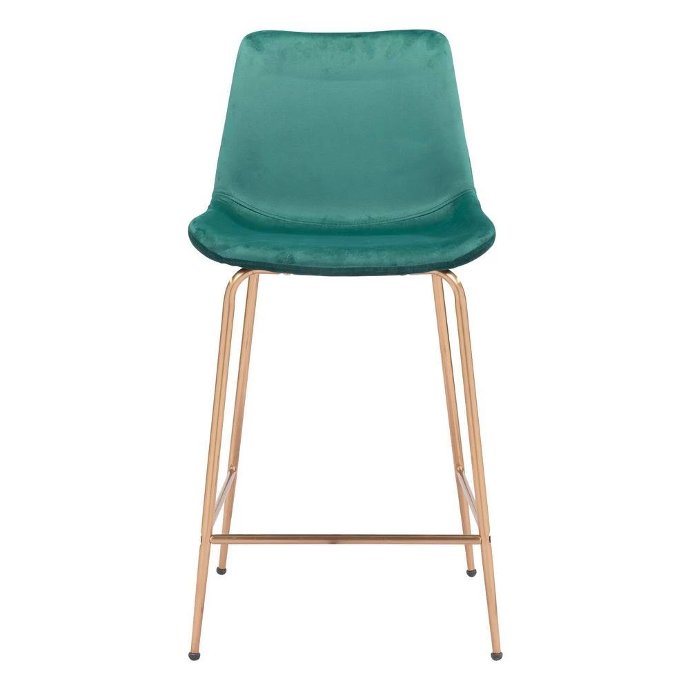 Tony Counter Chair Green & Gold by ZUO 4 Tony Counter Chair Green & Gold by ZUO - Image 2