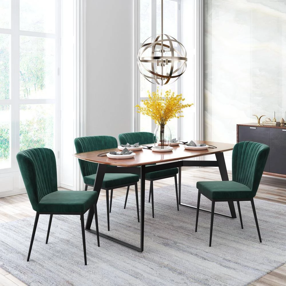 Tolivere Green Velvet Dining Chair (Set of 2) by ZUO 8 Tolivere Green Velvet Dining Chair (Set of 2) by ZUO - Image 6