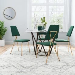 Chloe Green, Gold Polyester Dining Side Chair Set of 2 by ZUO -BOSS Offic Shop green zuo dining chairs 101465 31 1000