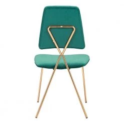 Chloe Green, Gold Polyester Dining Side Chair Set of 2 by ZUO -BOSS Offic Shop green zuo dining chairs 101465 44 1000