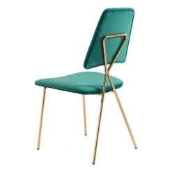Chloe Green, Gold Polyester Dining Side Chair Set of 2 by ZUO -BOSS Offic Shop green zuo dining chairs 101465 fa 1000