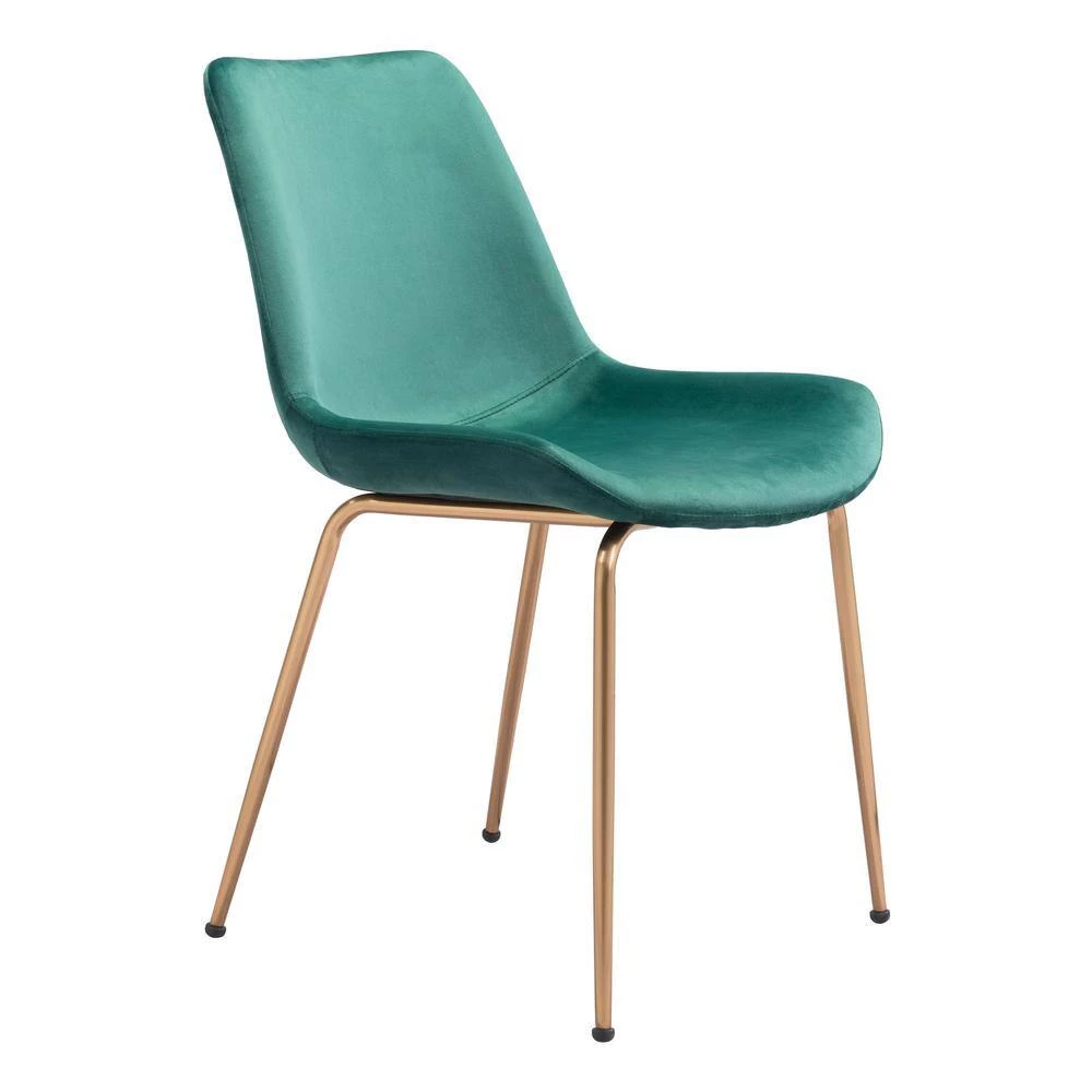 Tony Green, Gold Polyester Dining Side Chair Set of 2 by ZUO 5 Tony Green, Gold Polyester Dining Side Chair Set of 2 by ZUO - Image 3