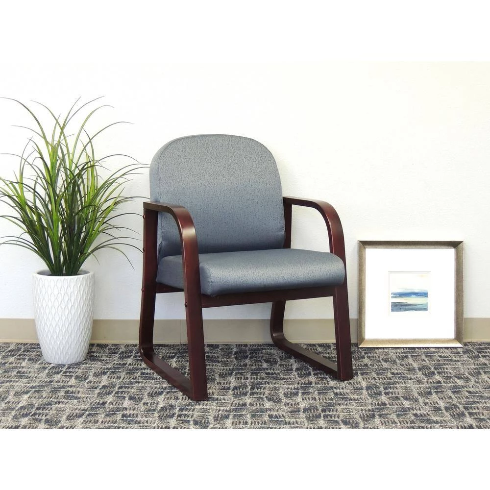 24 in. Width Big and Tall Grey and Mahogany Fabric Guest Office Chair by BOSS Office Products 7 24 in. Width Big and Tall Grey and Mahogany Fabric Guest Office Chair by BOSS Office Products - Image 5