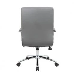 High Back Desk Chair Grey Vinyl Chrome Frame and Base Ribbed Styling Cushion Padded Arms Pnuematic Lift by BOSS Office Products 10 High Back Desk Chair Grey Vinyl Chrome Frame and Base Ribbed Styling Cushion Padded Arms Pnuematic Lift by BOSS Office Products -Default Template 6 grey boss office products executive chairs b696crb gy 66 1000