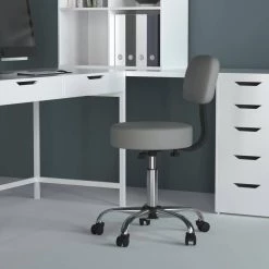 WorkPro 24 in. Width Big and Tall Grey/Chrome Vinyl Office Stool with Swivel Seat by BOSS Office Products 10 WorkPro 24 in. Width Big and Tall Grey/Chrome Vinyl Office Stool with Swivel Seat by BOSS Office Products -Default Template 6 grey chrome boss office products office stools b245 gy 1f 1000