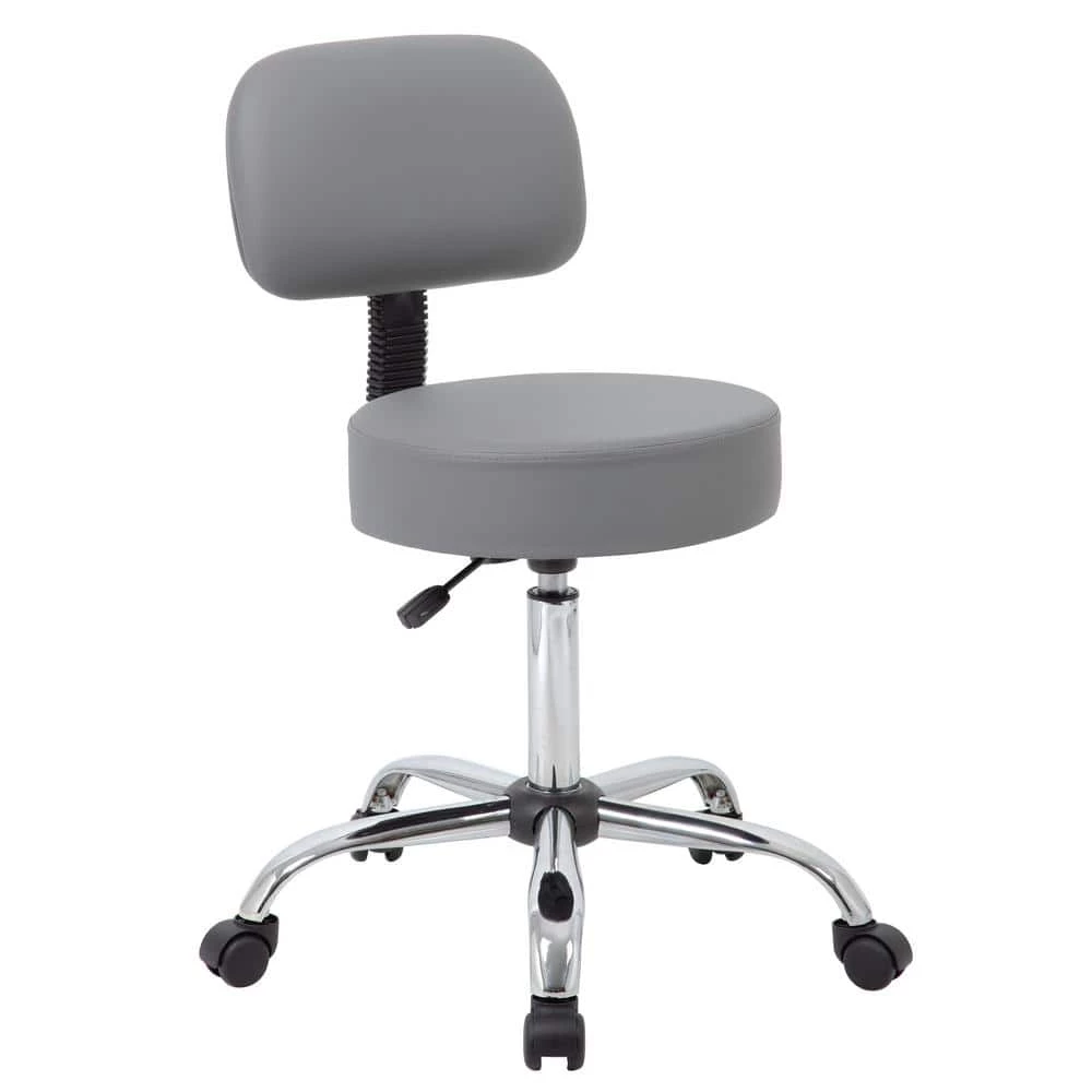 WorkPro 24 in. Width Big and Tall Grey/Chrome Vinyl Office Stool with Swivel Seat by BOSS Office Products 3 WorkPro 24 in. Width Big and Tall Grey/Chrome Vinyl Office Stool with Swivel Seat by BOSS Office Products