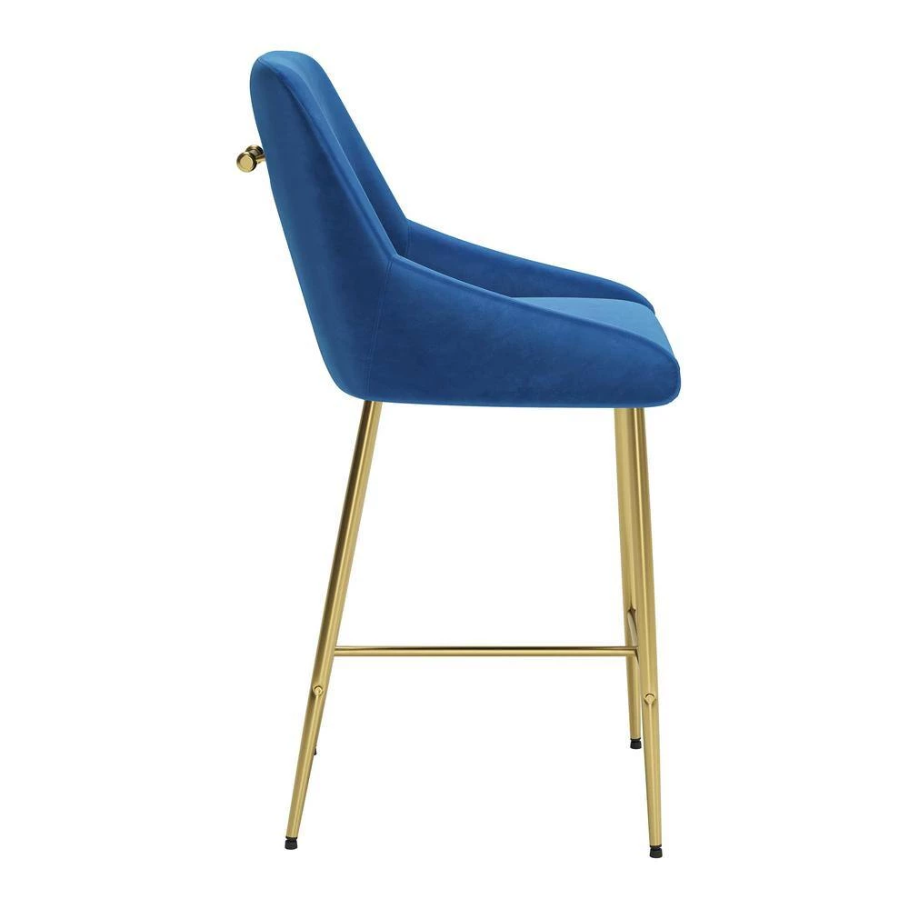 Madelaine Navy 100% Low Back Polyester Wood Frame Counter Chair by ZUO 4 Madelaine Navy 100% Low Back Polyester Wood Frame Counter Chair by ZUO - Image 2