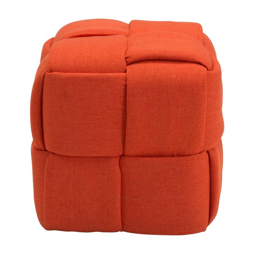 Checks Orange Ottoman by ZUO 4 Checks Orange Ottoman by ZUO - Image 2