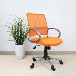 Mesh Desk Chair Orange Mesh Fabric Pewter Arms and Base Puematic Lift by BOSS Office Products -Default Template 6 pewter boss office products guest office chairs b6416 or 31 1000