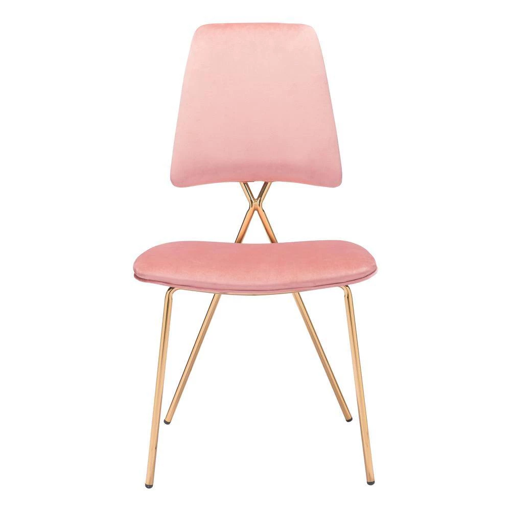 Chloe Pink, Gold Polyester Dining Side Chair Set of 2 by ZUO 6 Chloe Pink, Gold Polyester Dining Side Chair Set of 2 by ZUO - Image 4