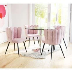 Adele Pink, Black Polyester Dining Side Chair Set of 2 by ZUO 17 Adele Pink, Black Polyester Dining Side Chair Set of 2 by ZUO -Default Template 6 pink zuo dining chairs 101523 31 1000
