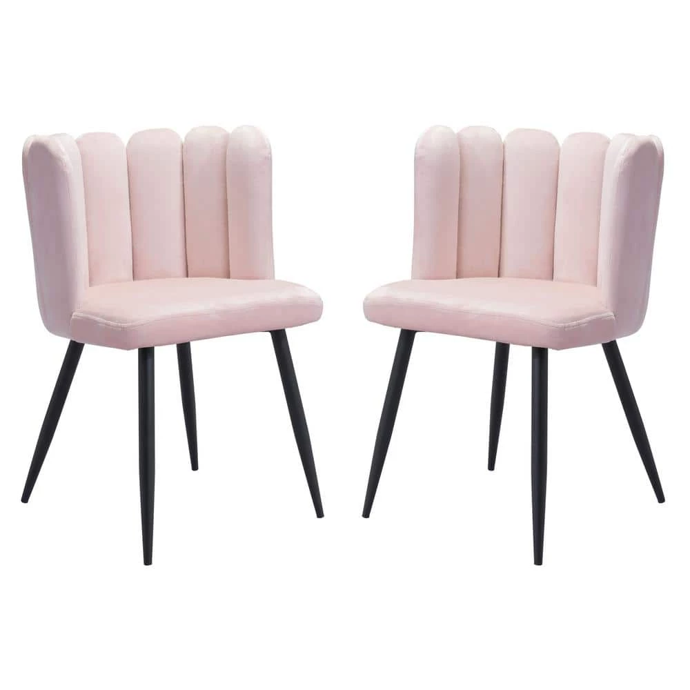Adele Pink, Black Polyester Dining Side Chair Set of 2 by ZUO 3 Adele Pink, Black Polyester Dining Side Chair Set of 2 by ZUO