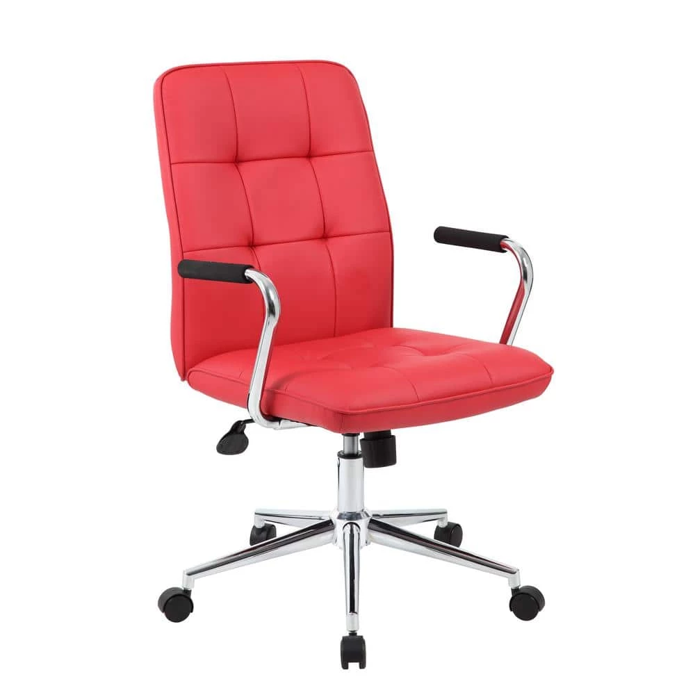 HomePro Desk Chair Red Caressoft Vinyl Chrome Arms and Base Pnuematic Lift by BOSS Office Products 3 HomePro Desk Chair Red Caressoft Vinyl Chrome Arms and Base Pnuematic Lift by BOSS Office Products