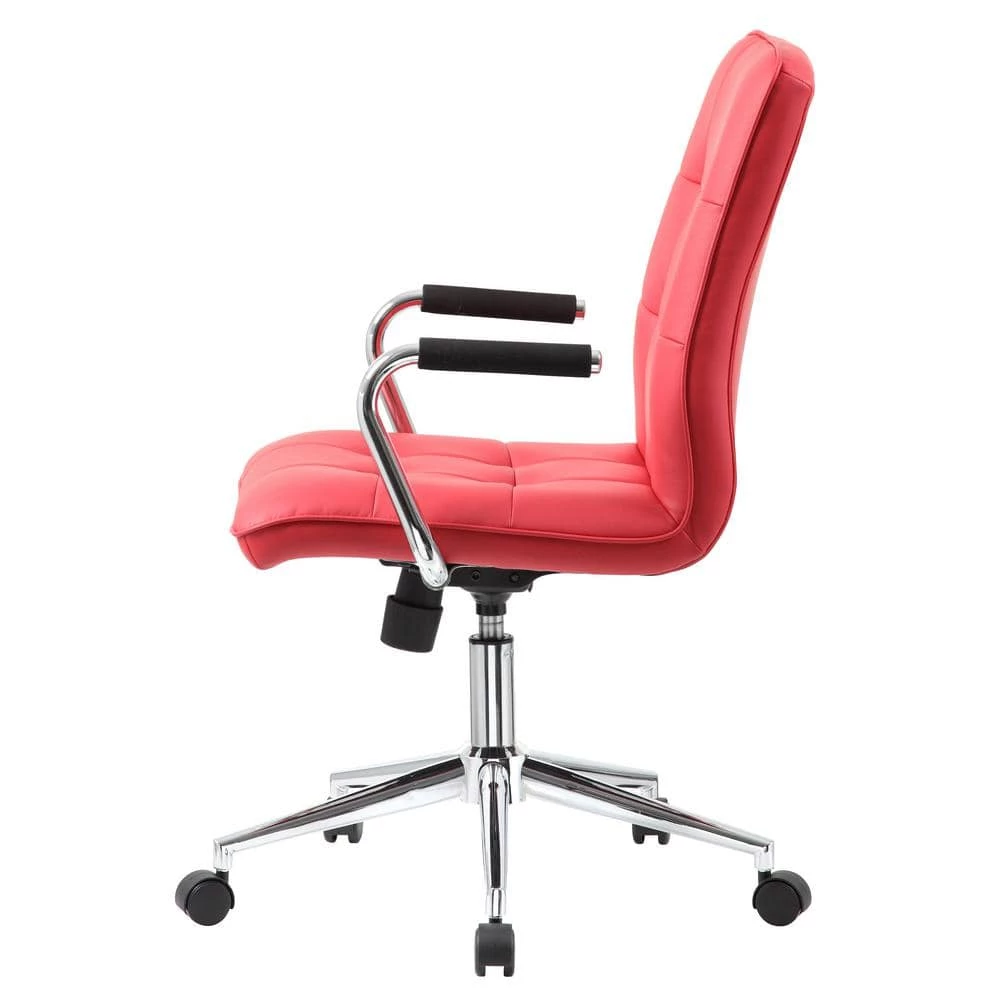 HomePro Desk Chair Red Caressoft Vinyl Chrome Arms and Base Pnuematic Lift by BOSS Office Products 4 HomePro Desk Chair Red Caressoft Vinyl Chrome Arms and Base Pnuematic Lift by BOSS Office Products - Image 2