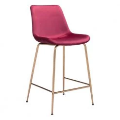 Tony Counter Chair Red & Gold by ZUO
