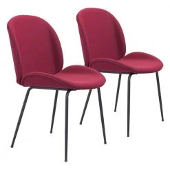 Miles Red, Black Polyester Dining Side Chair Set of 2 by ZUO