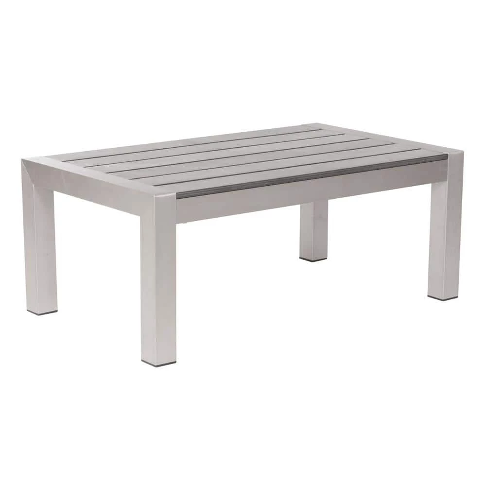 Cosmopolitan 39.4 in. Silver 15.8 in. Polypropylene Coffee Table by ZUO 3 Cosmopolitan 39.4 in. Silver 15.8 in. Polypropylene Coffee Table by ZUO