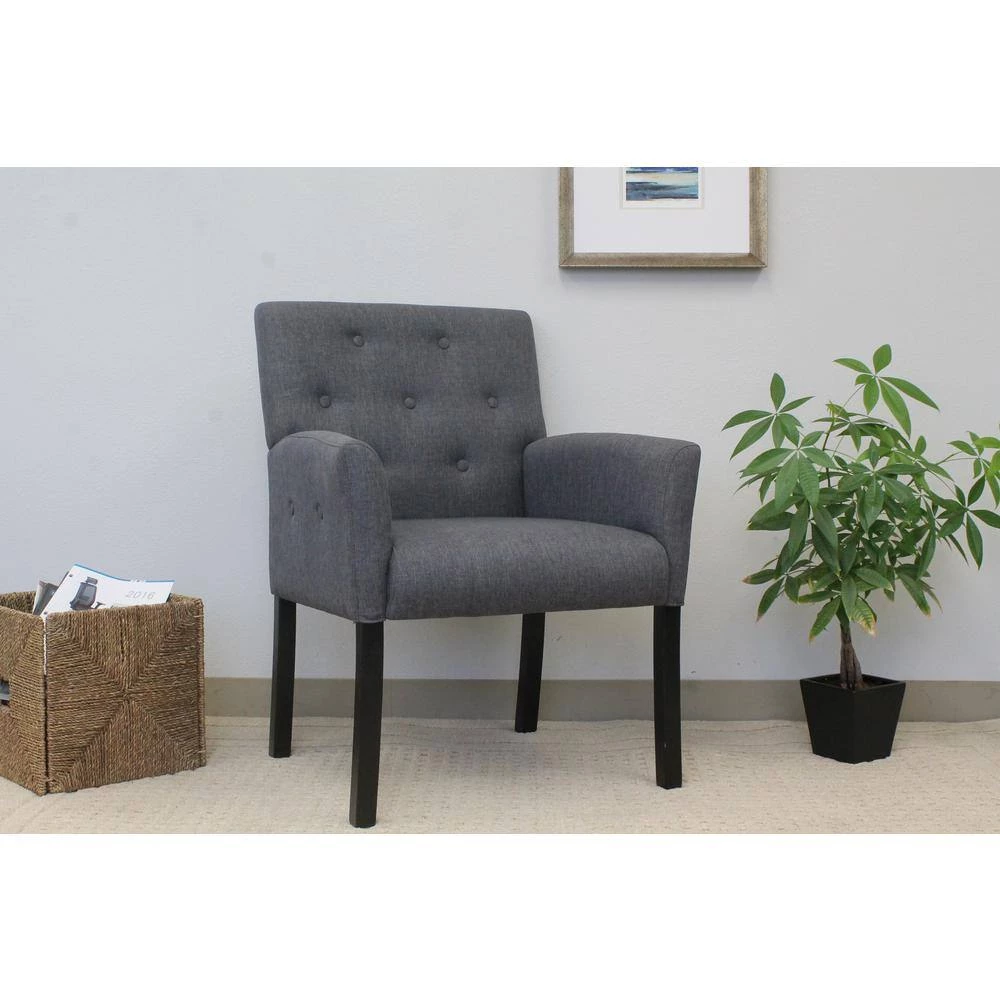 Designer Guest Chair Slate Grey Fabric Black Comfort Cushions by BOSS Office Products 6 Designer Guest Chair Slate Grey Fabric Black Comfort Cushions by BOSS Office Products - Image 4