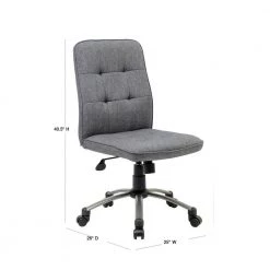 HomePro Armless Desk Chair Slate Grey Linen fabric Pewter Base Button Tufted Styling Pnuematic Lift by BOSS Office Products -Default Template 6 slate grey boss office products task chairs b330pm sg 40 1000