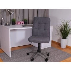 HomePro Armless Desk Chair Slate Grey Linen fabric Pewter Base Button Tufted Styling Pnuematic Lift by BOSS Office Products -Default Template 6 slate grey boss office products task chairs b330pm sg 76 1000