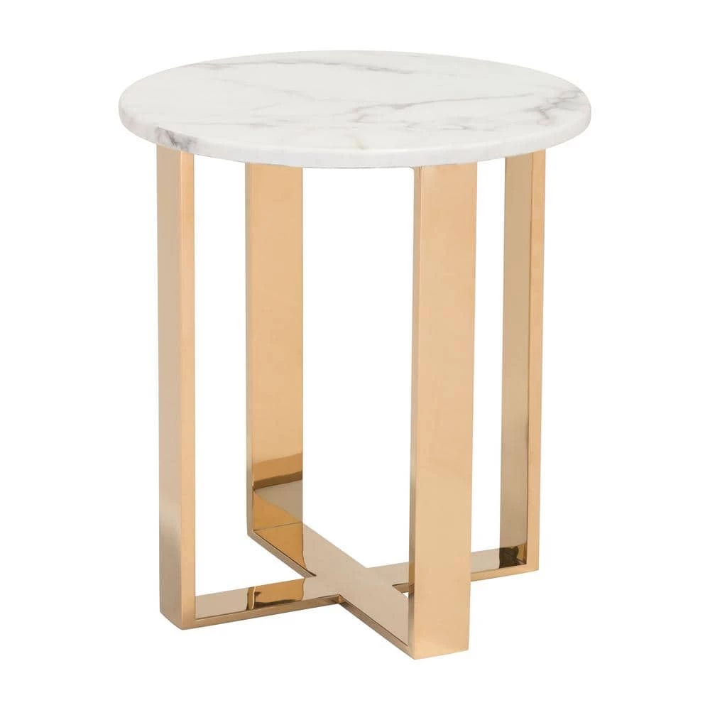 Atlas Stone and Gold End Table by ZUO 3 Atlas Stone and Gold End Table by ZUO