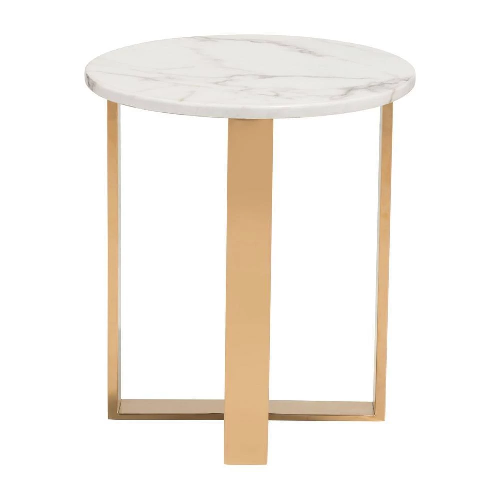 Atlas Stone and Gold End Table by ZUO 4 Atlas Stone and Gold End Table by ZUO - Image 2