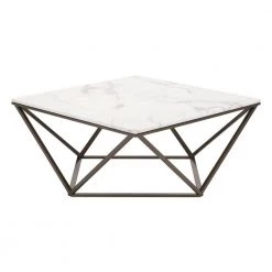 Tintern 36 in. Stone/Antique Brass Medium Rectangle Stone Coffee Table by ZUO
