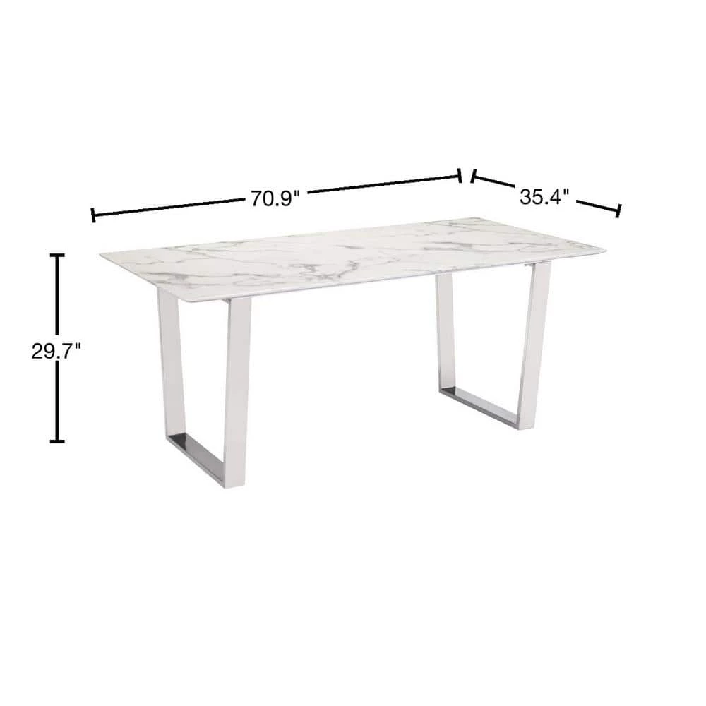 Atlas Stone and Brushed Stainless Steel Dining Table by ZUO 4 Atlas Stone and Brushed Stainless Steel Dining Table by ZUO - Image 2