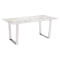 Atlas Stone and Brushed Stainless Steel Dining Table by ZUO