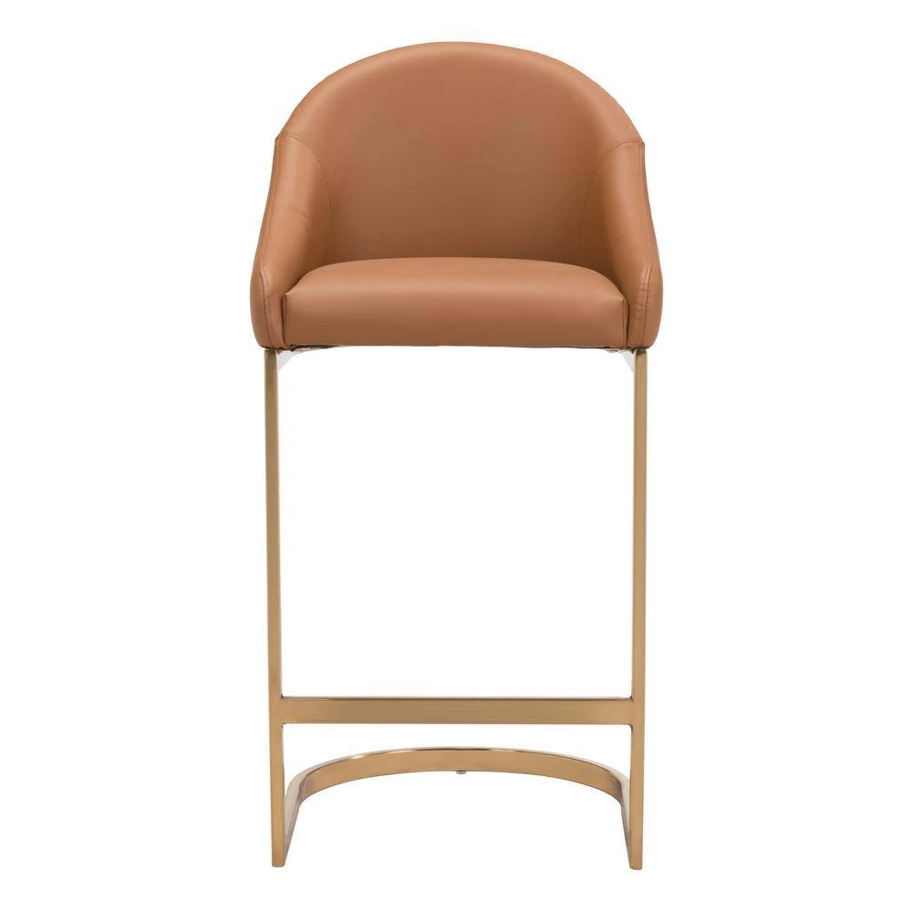 Scott Tan Backless Metal Counter Height (24-27 in.) Bar Stool by ZUO 4 Scott Tan Backless Metal Counter Height (24-27 in.) Bar Stool by ZUO - Image 2