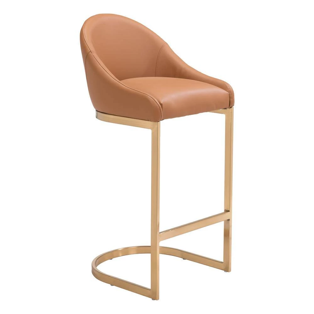 Scott Tan Backless Metal Bar Height (28-33 in.) Bar Stool by ZUO 6 Scott Tan Backless Metal Bar Height (28-33 in.) Bar Stool by ZUO - Image 4