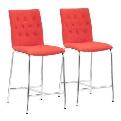 Uppsala High Back Metal Counter Height Chair 39 in. (Set of 2) Tangerine by ZUO