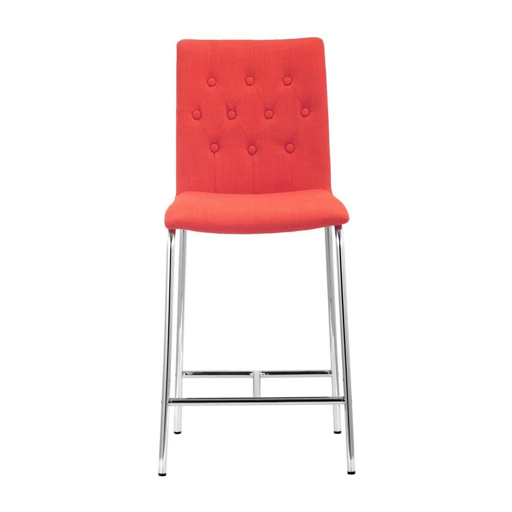 Uppsala High Back Metal Counter Height Chair 39 in. (Set of 2) Tangerine by ZUO 4 Uppsala High Back Metal Counter Height Chair 39 in. (Set of 2) Tangerine by ZUO - Image 2