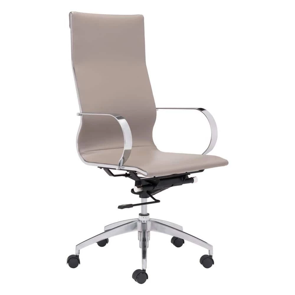 Glider Taupe Leatherette High Back Office Chair by ZUO 3 Glider Taupe Leatherette High Back Office Chair by ZUO