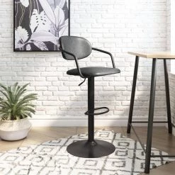 Kirby Vintage Black 100% Polyurethane Bar Chair by ZUO -Default Template 6 vintage black black zuo bar stools 109039 31 1000