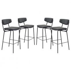 Sharon Vintage Black 100% Polyurethane Bar Chair - (Set of 4) by ZUO