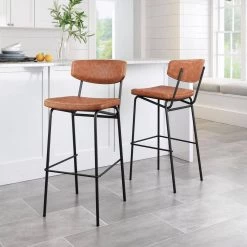 Sharon Vintage Brown 100% Polyurethane Bar Chair - (Set of 4) by ZUO 7 Sharon Vintage Brown 100% Polyurethane Bar Chair - (Set of 4) by ZUO -Default Template 6 vintage brown black zuo bar stools 109589 31 1000