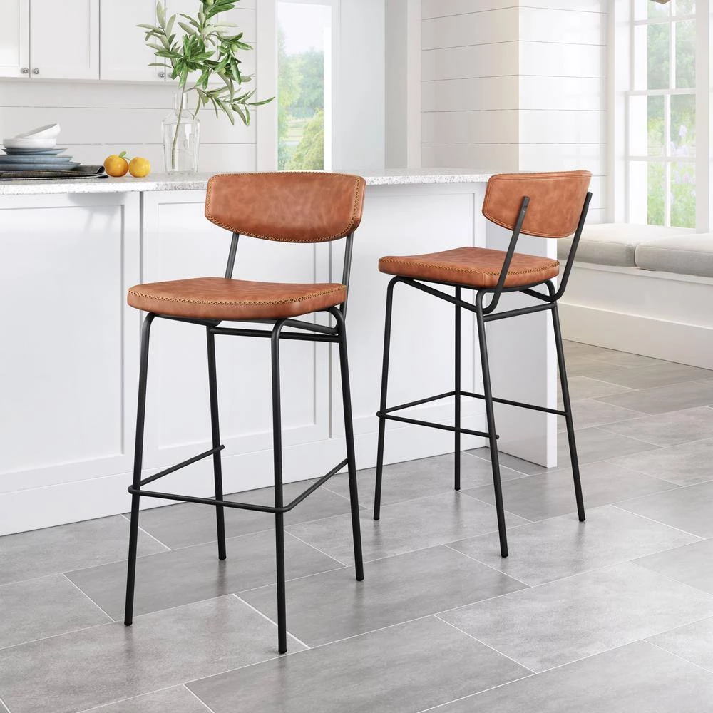 Sharon Vintage Brown 100% Polyurethane Bar Chair - (Set of 4) by ZUO 5 Sharon Vintage Brown 100% Polyurethane Bar Chair - (Set of 4) by ZUO - Image 3