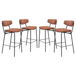Sharon Vintage Brown 100% Polyurethane Bar Chair - (Set of 4) by ZUO