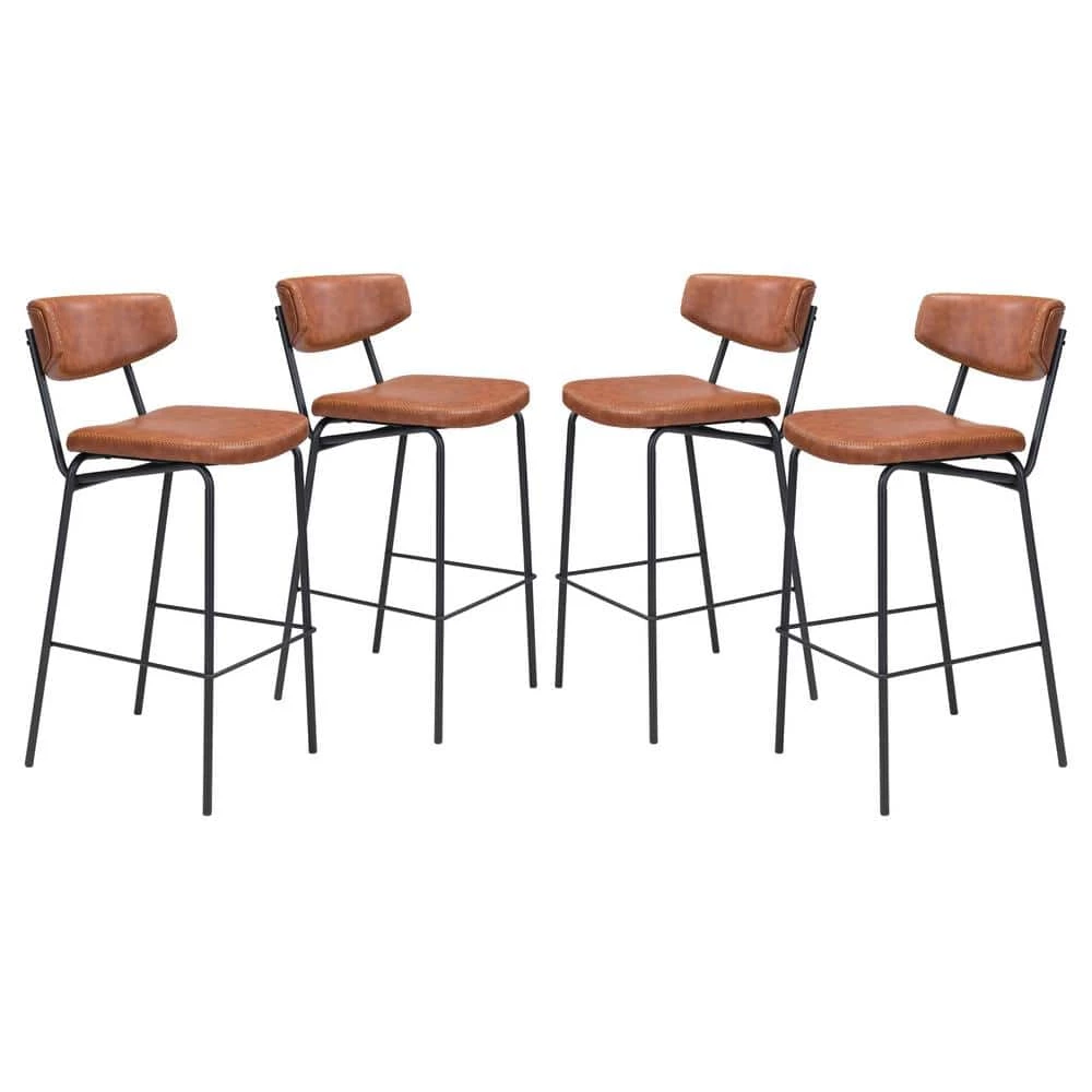 Sharon Vintage Brown 100% Polyurethane Bar Chair - (Set of 4) by ZUO 3 Sharon Vintage Brown 100% Polyurethane Bar Chair - (Set of 4) by ZUO