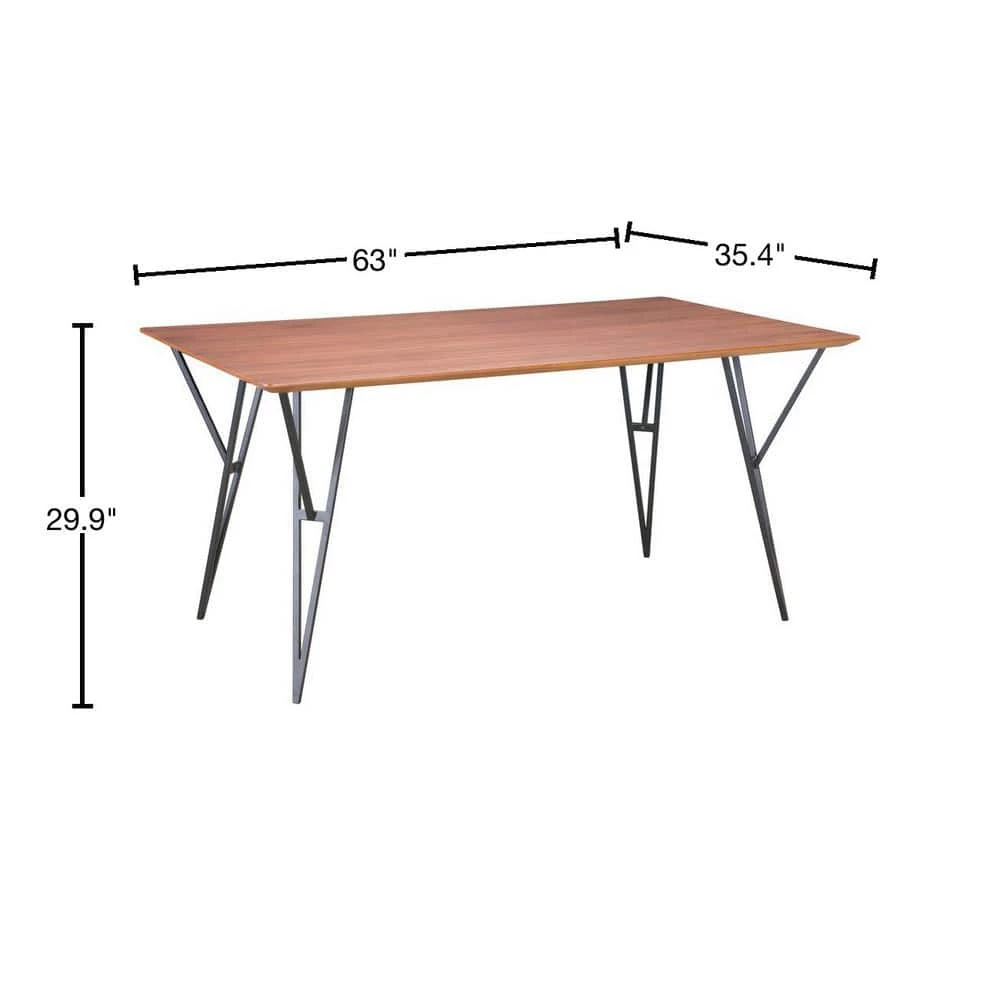 Audrey Walnut and Black Dining Table by ZUO 5 Audrey Walnut and Black Dining Table by ZUO - Image 3