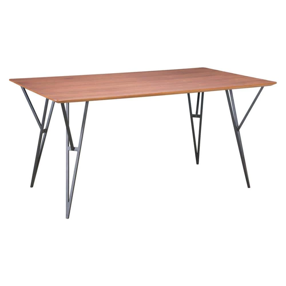 Audrey Walnut and Black Dining Table by ZUO 3 Audrey Walnut and Black Dining Table by ZUO