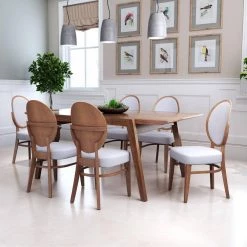 Regents Walnut, Light Gray Polyester Dining Side Chair Set of 2 by ZUO -Default Template 6 walnut zuo dining chairs 100982 31 1000