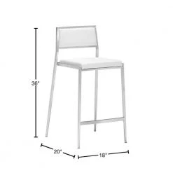 Dolemite Counter Chair White by ZUO 10 Dolemite Counter Chair White by ZUO -Default Template 6 white brushed stainless steel zuo bar stools 300189 40 1000