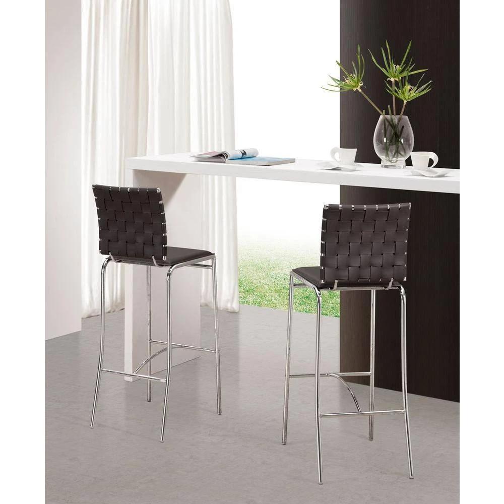 29 in. White Bar Stool (Set of 2) by ZUO 6 29 in. White Bar Stool (Set of 2) by ZUO - Image 4